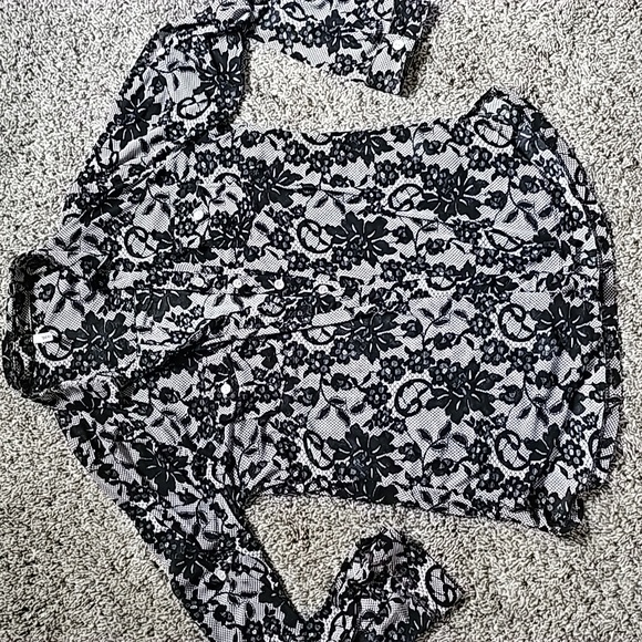 STUNNING DNA COUTURE BLACK LACE LOOK STRETCHY SHIRT - Picture 5 of 10